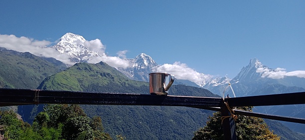 A cup of tea with annapurna south himal view