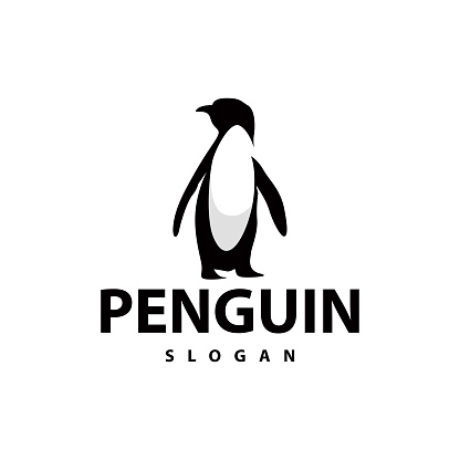 Abstract penguin logo product badge flat vector abstract template polar bird simple animal