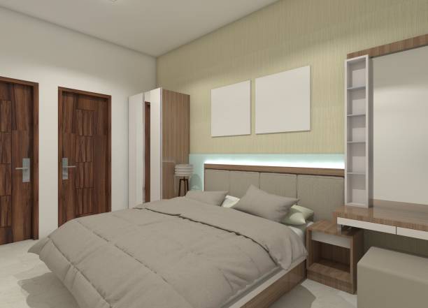 istock Modern Bedroom Design with Dressing Table and Clothes Wardrobe 2026717157