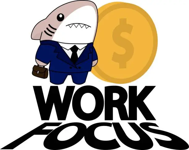 Vector illustration of shark boss, illustration, vector, pattern, focus discipline, motivational, finance