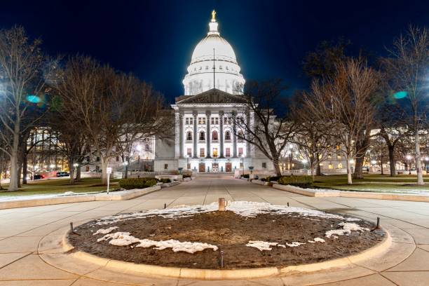 Wisconsin State Capitol on a Cold Winter  Night