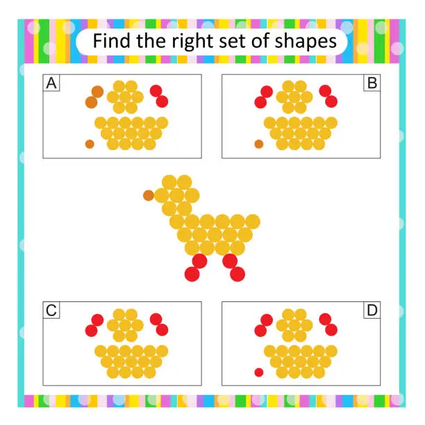 Vector illustration of Logic puzzle for kids. Answer is B.