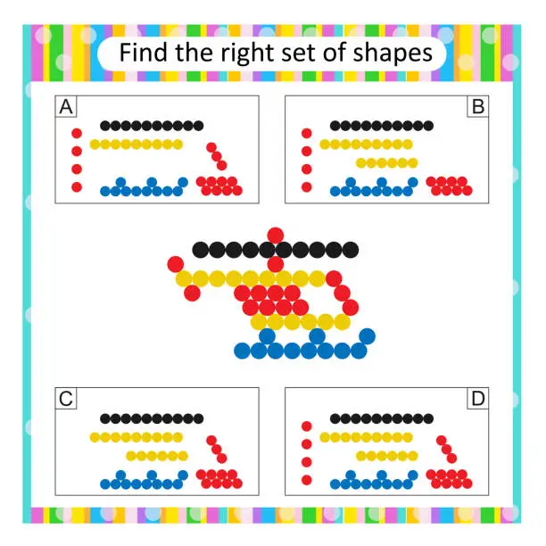 Vector illustration of Puzzle for kids. Answer is D.