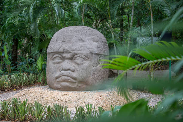 istock stone head from the Olmec culture found in Tabasco Mexico 2026784364