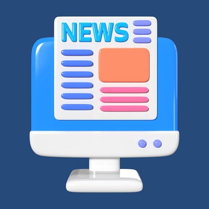 This is a Internet News 3D Render Illustration Icon. High-resolution JPG file isolated on a blue background.