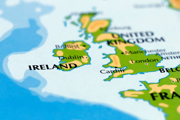 world map of europe, ireland bordering country in close up world map of europe, ireland bordering country in close up nottinghamshire map stock pictures, royalty-free photos & images