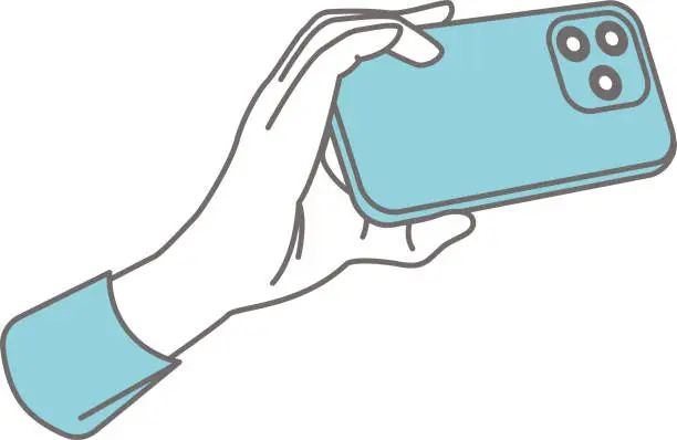 Vector illustration of Woman's hand holding a smartphone