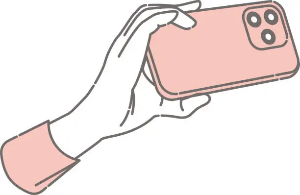 Vector illustration of Woman's hand holding a smartphone