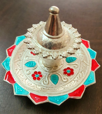 A beautiful silver kankavati for kumkum for tilak , our Indian tradition.