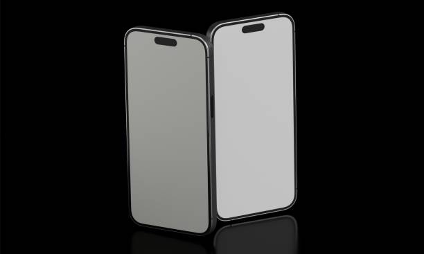 istock smartphone mockup white screen. mobile phone vector Isolated on black Background. device UI UX mockup. phone different angles views. Vector illustration 2026964435
