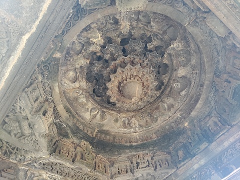 Archietecture of Ancient Karneshwar temple of sangameshwar in Ratnagiri, Maharashtra , India. It is around thousand years old .