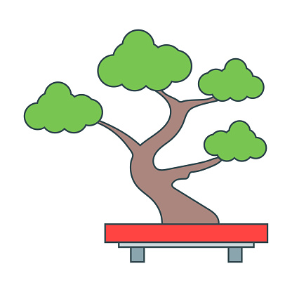 Bonsai tree. Japan Ornament Flat Design