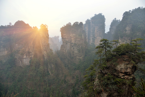 The splendid mountain scene of zhangjiajie sunrise