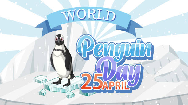 ilustrações de stock, clip art, desenhos animados e ícones de vector graphic of a penguin for world penguin day - iceberg banner animal bird