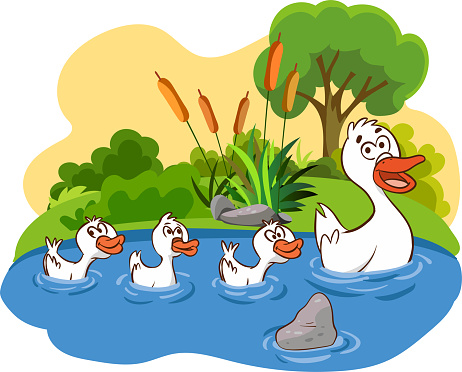 Vector illustration of duck family