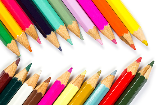 Row of colorful pencils