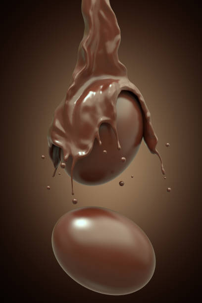 istock Chocolate ball with delicious syrup chocolate pouring on it, Clipping path, 3D rendering 2027072991