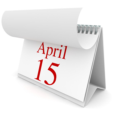 Tax day April 15 calendar
