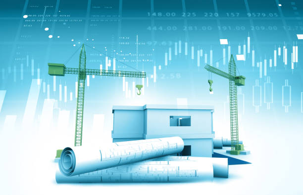 istock Building construction blueprint   building with crane 2027086219