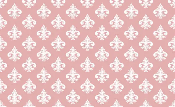 Vector illustration of Damask Fabric textile seamless pattern backgground Luxury decorative Ornamental floral vintage style. Curtain, carpet, wallpaper, clothing, wrapping, textile