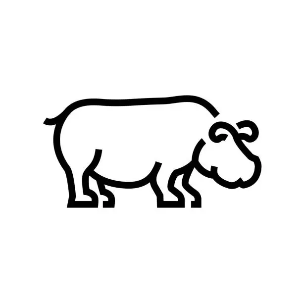 Vector illustration of Hippopotamus Animal Line Icon