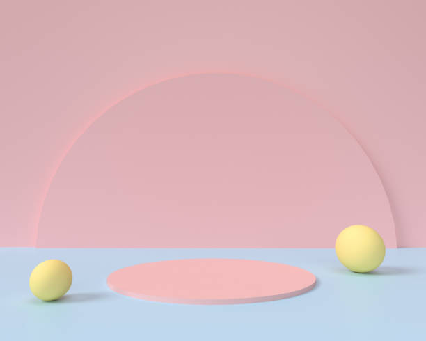 istock 3D geometric pastel background with product podiums. 2027133428