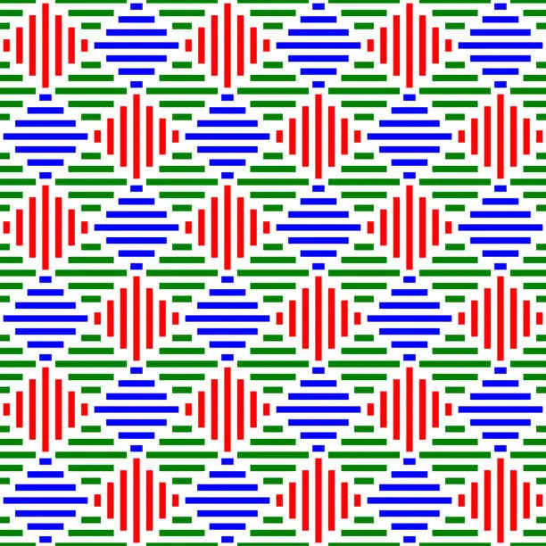 Vector illustration of Red, blue and green checkered stripes seamless pattern background vector design.