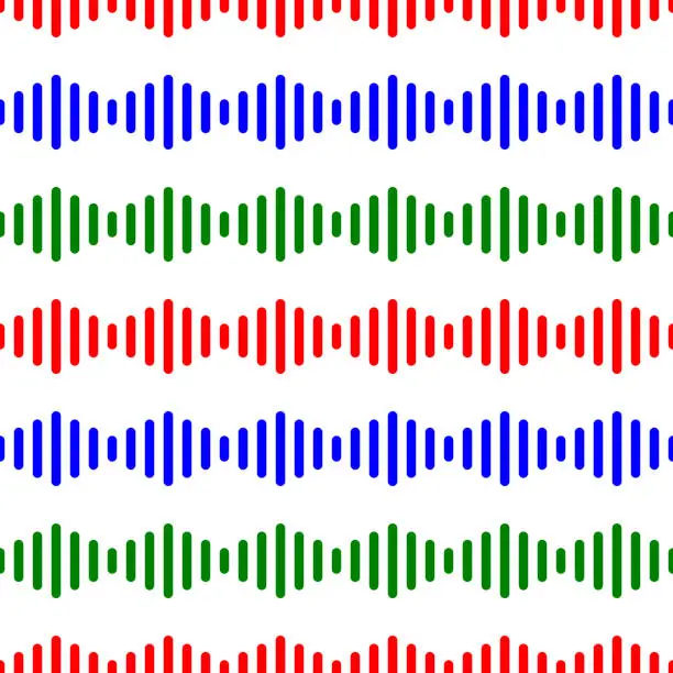 Vector illustration of Colorful sound wave stripes seamless pattern background vector design.