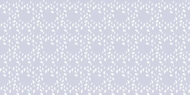 Vector illustration of Simple light seamless pattern with abstract rhombus with shapes tiny polka dots on a grey background. Vector hand drawn sketch random drops, spots, snowflakes, circles. Template for design ornament