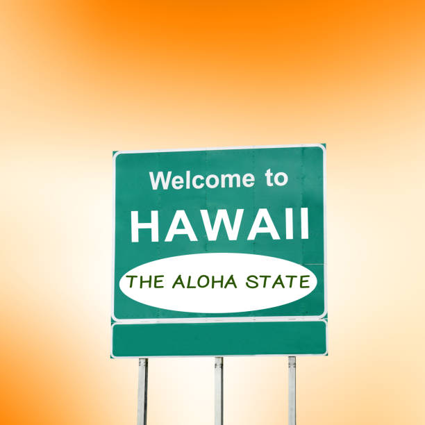 Hawaii  welcome road sign