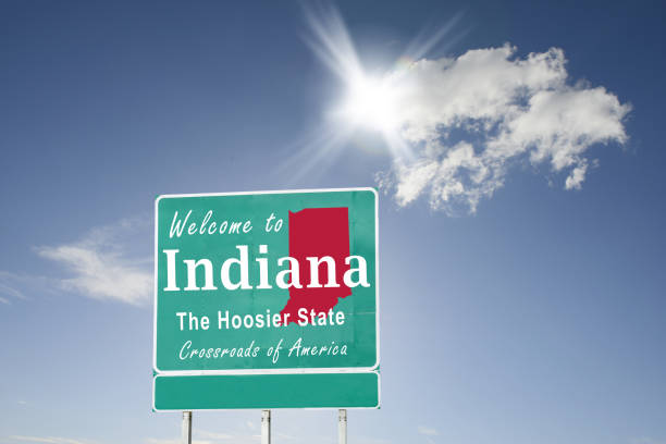 Indiana  welcome road sign
