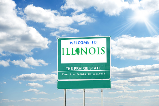 Illinois  welcome road sign