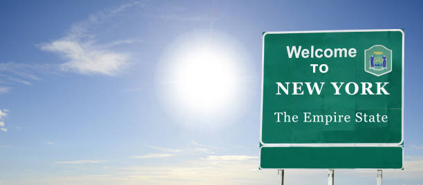 New York State welcome road sign