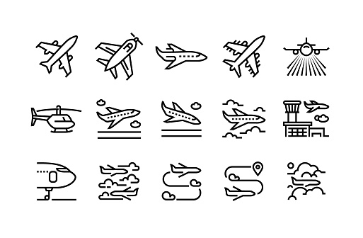 Aircraft Line Icon Set