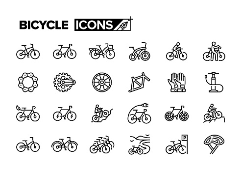 Bicycle Line Icon Set