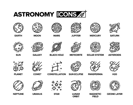 Space and Astronomy Line Icon Set