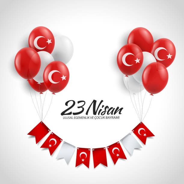 23 april, national sovereignty and children's day. - turkish flag stock illustrations