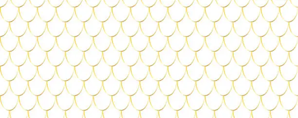 Vector illustration of mermaid seamless pattern. gold skin texture background of fish, mermaid, reptile, snake.