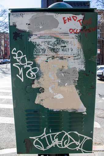 nyc, United States – February 08, 2024: A close-up of vibrant graffiti on a New York street