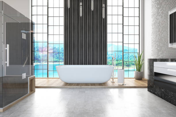 istock Luxury Bathroom Design with a Shower and a Bath Tub 2027208434