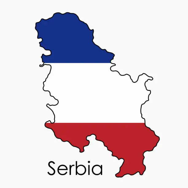 Vector illustration of Outline drawing of Serbia flag map.