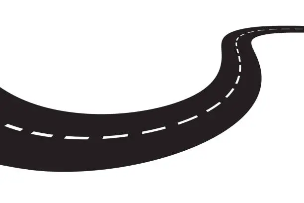 Vector illustration of S-shaped road. Perspective