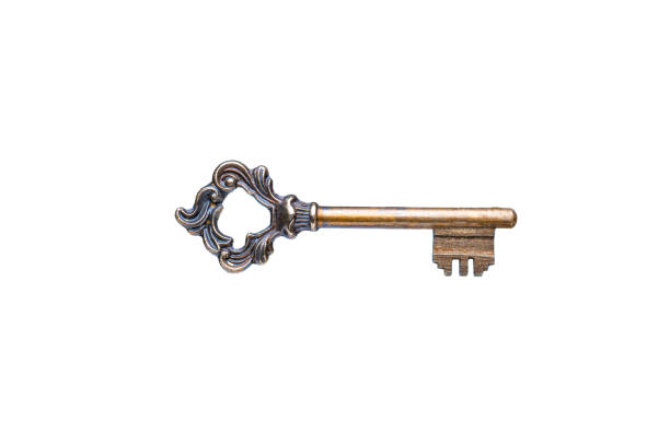 istock Vintage decorative key on white, no people 2027235654