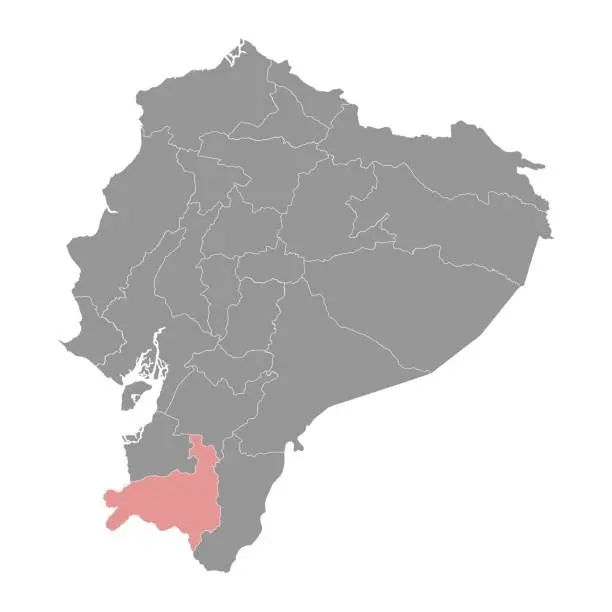 Vector illustration of Loja Province map, administrative division of Ecuador. Vector illustration.
