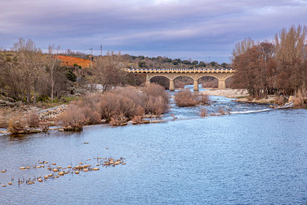 Rio Tormes with the new Bridge of Barco de Avila, Spain