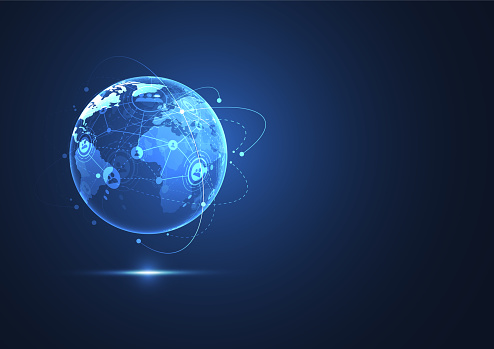 Global network connection. World map point and line composition concept of global business. Vector Illustration