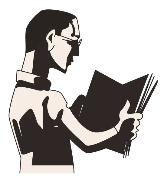 Vector illustration of man reading book