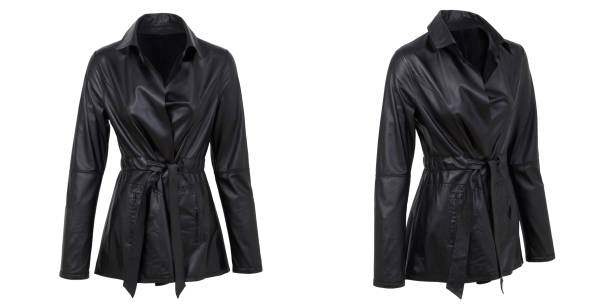 istock Black Leather Women's Jacket On White Background 2027264866