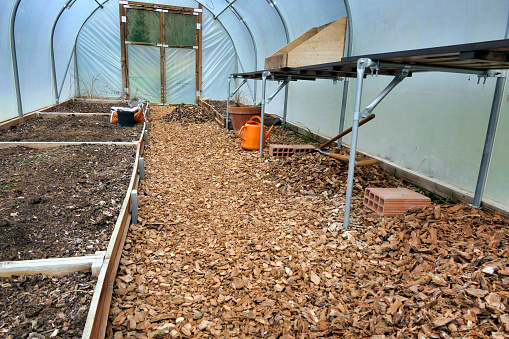 Polytunnel being cleaned out and prepared ready for Spring planting