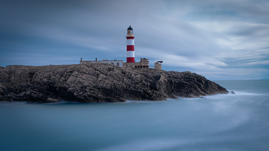 A long exposure shot of the Eilean Glas Lighthouse on the island of scalpay.